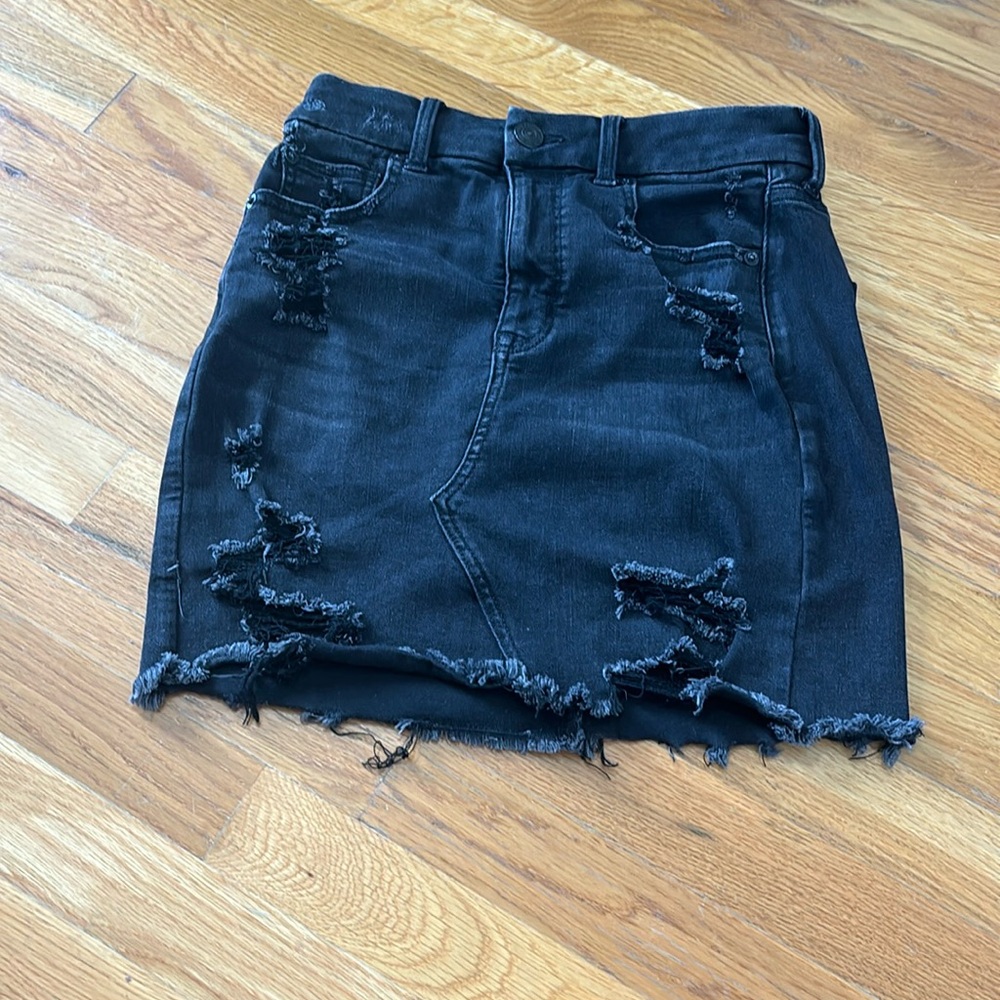 American eagle black jean skirt